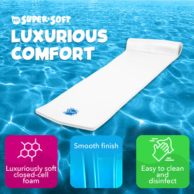 TRC Recreation Splash 1.25" Thick Foam Pool Float Lounger Mat, White (Used)