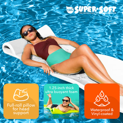 TRC Recreation Splash 1.25" Thick Foam Swimming Pool Float Lounger Mat, White - VMInnovations