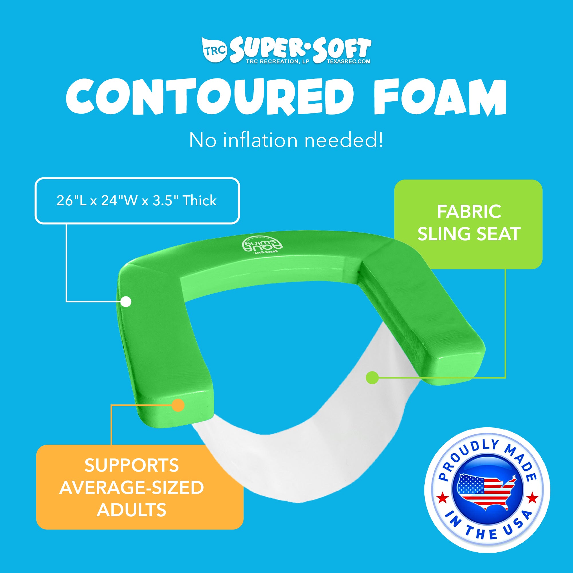TRC Recreation Aqua Swing Chair Foam Swimming Pool Lounger Float, Fierce Green - VMInnovations