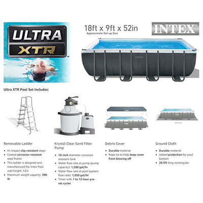 Intex Ultra 18' x 9' x 52" XTR Rectangular Pool Set w/Pump Filter (Open Box)