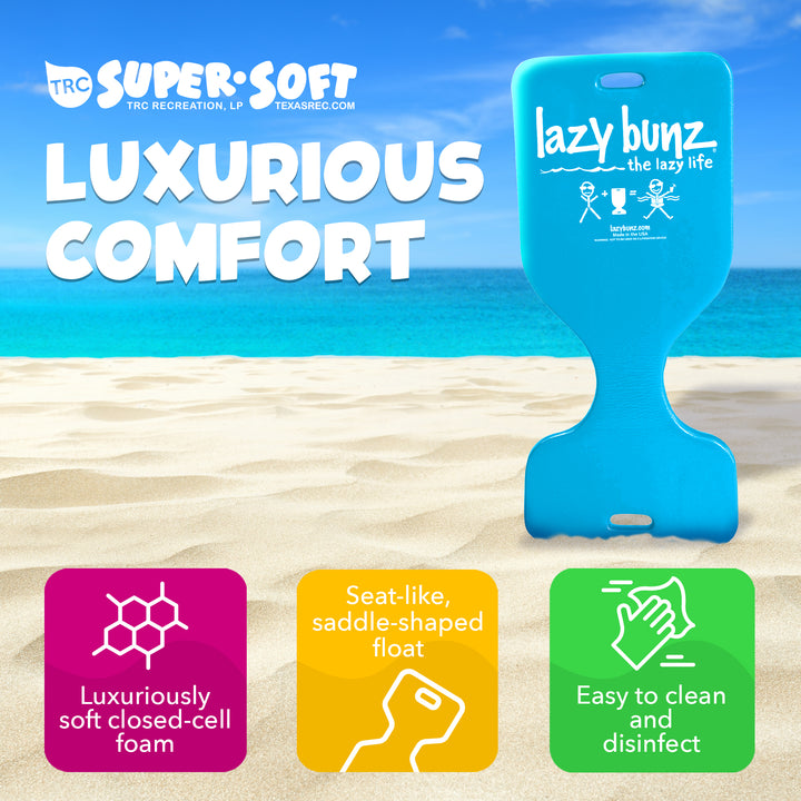 TRC Recreation Lazy Bunz Foam Water Saddle Pool Float, Marina Blue (Open Box)