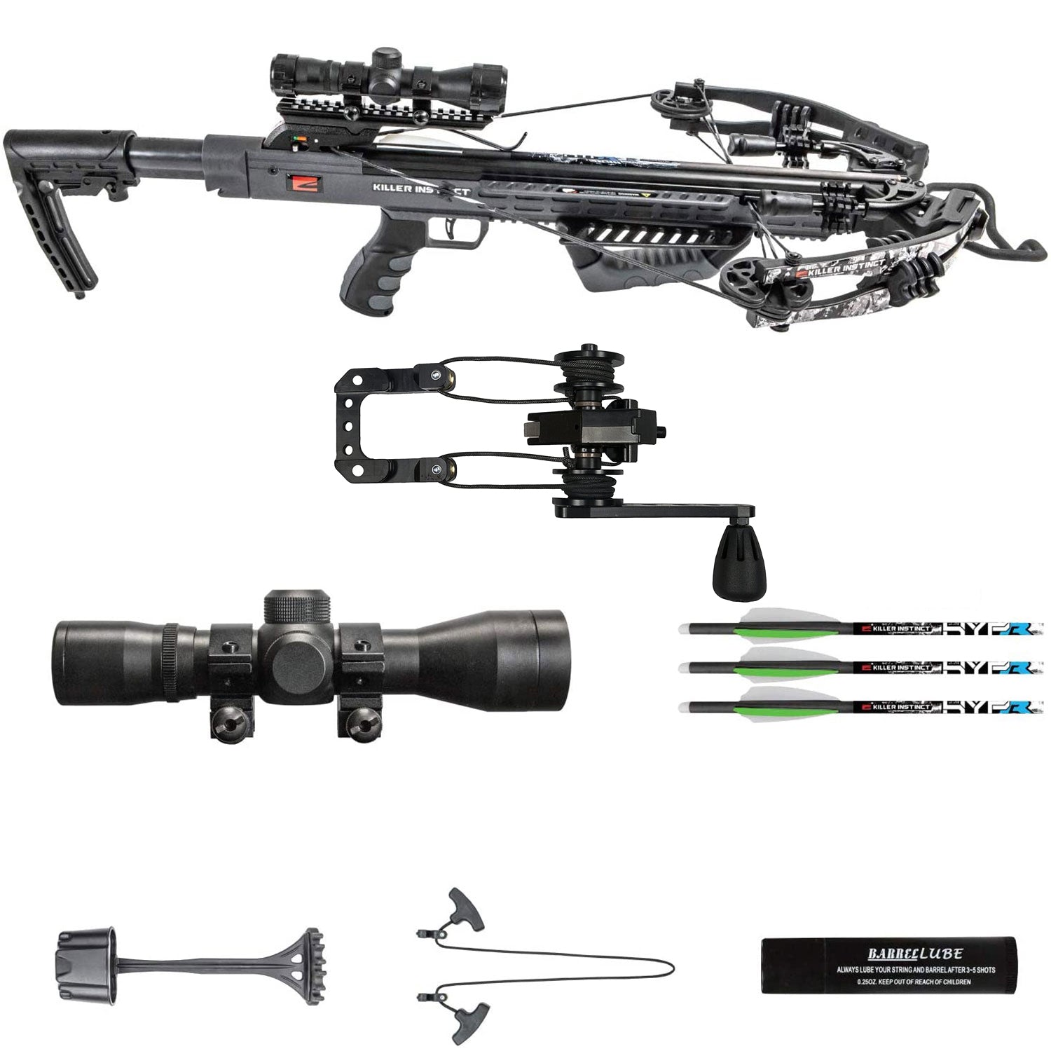 Killer Instinct Burner Archery Crossbow Set with Ambidextrous Crank Reloader