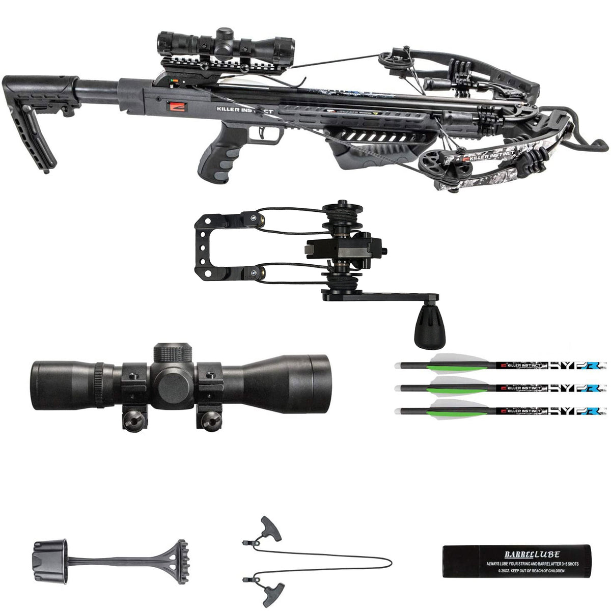 Killer Instinct Burner Archery Crossbow Set with Ambidextrous Crank Reloader