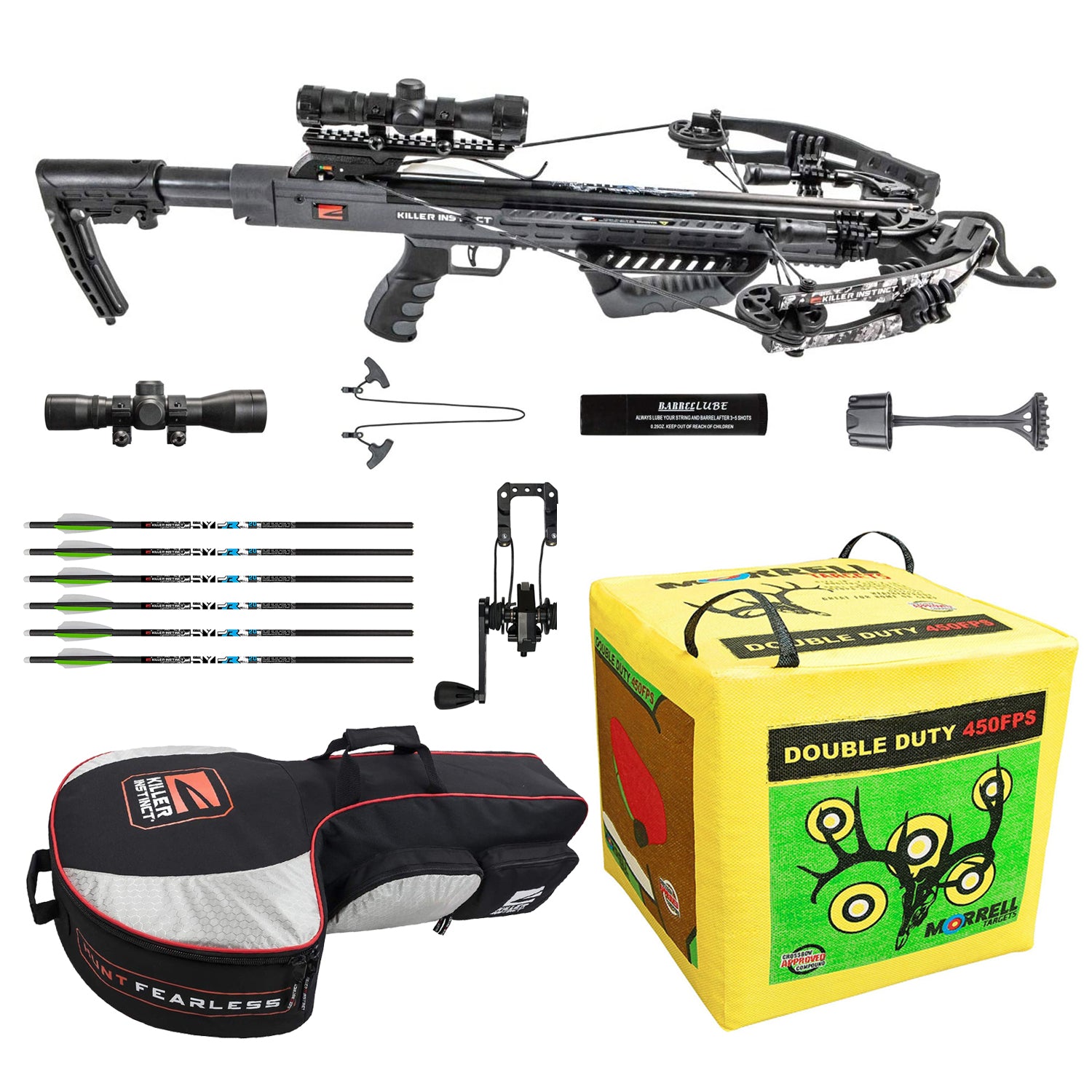 Killer Instinct Burner Crossbow with Case, Reloader, Bolts, & Morrell Target Bag