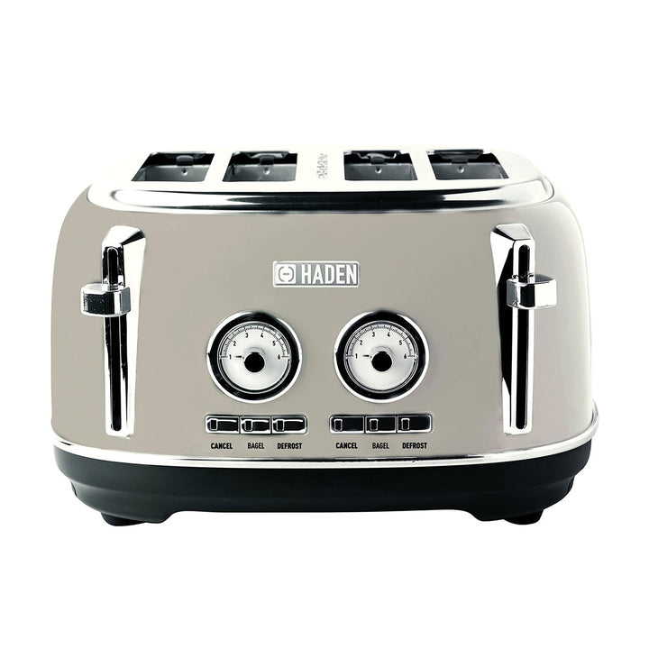 Haden Dorset 4 Slice Wide Slot Toaster & Electric Water Kettle, Putty & Chrome