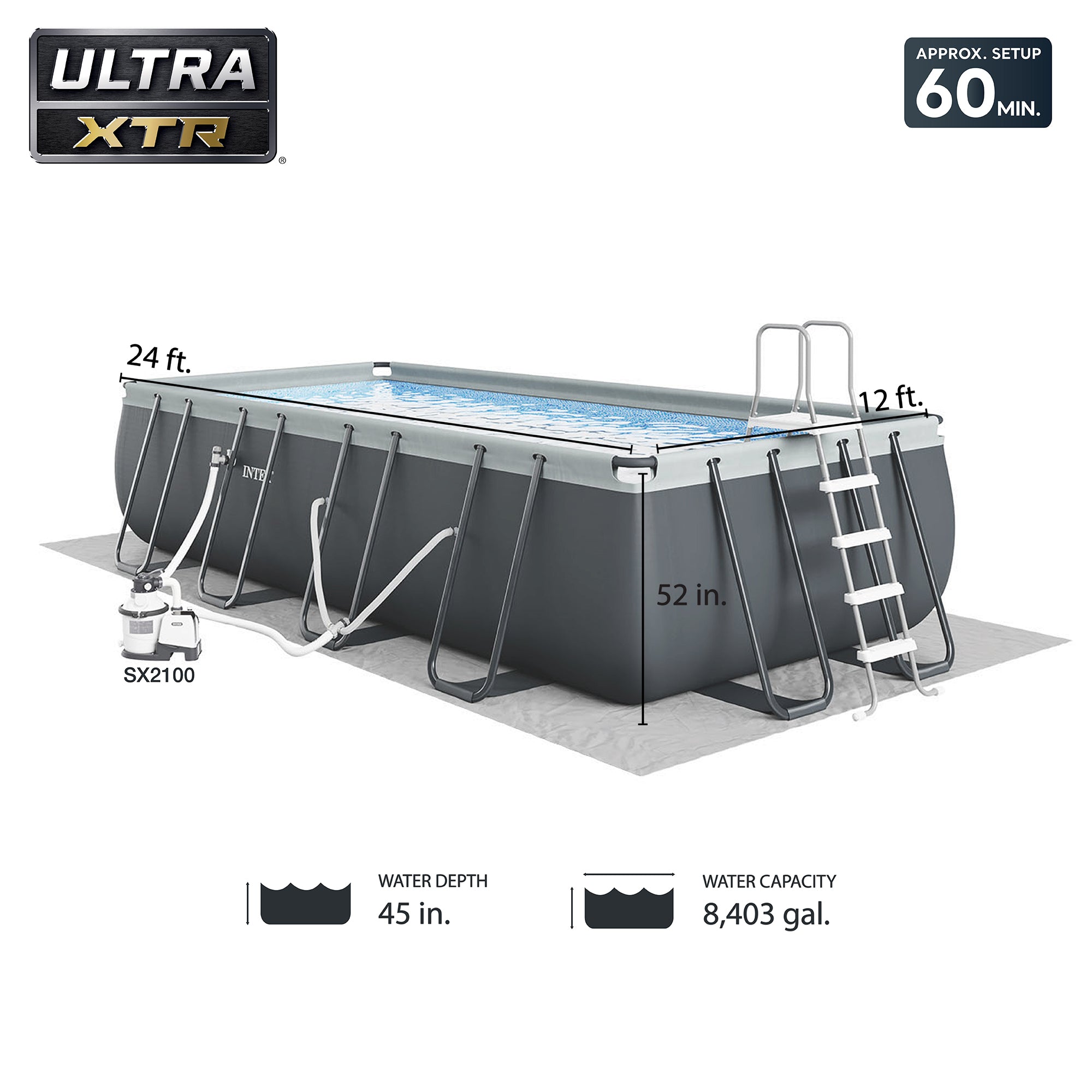 Intex 24' x 12' x 52" Ultra XTR Pool Set w/ Sand Pump & Deluxe Maintenance Kit