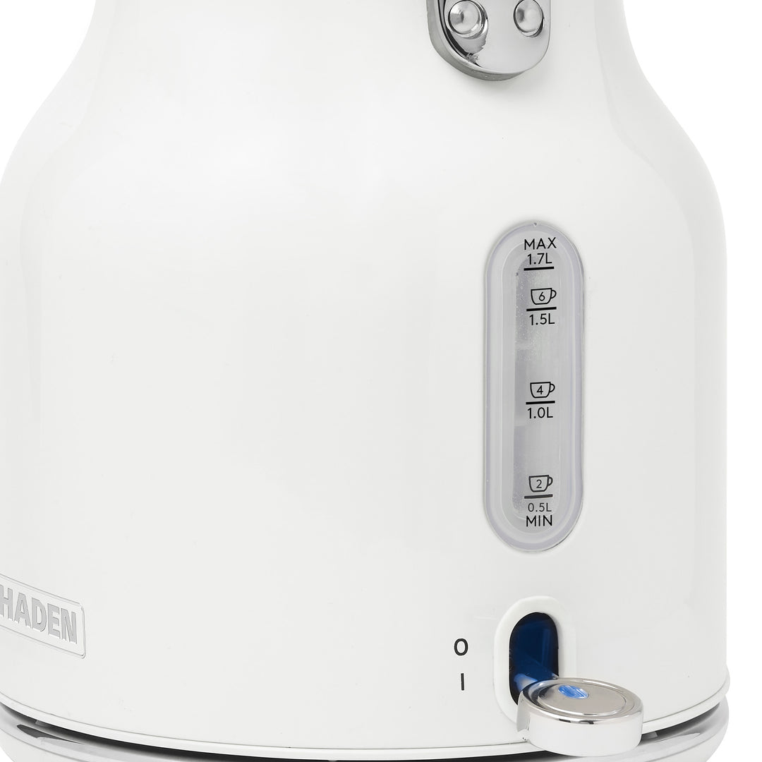 Haden Heritage 1.7 L Stainless Steel Electric Kettle with 2 Slice Toaster, White