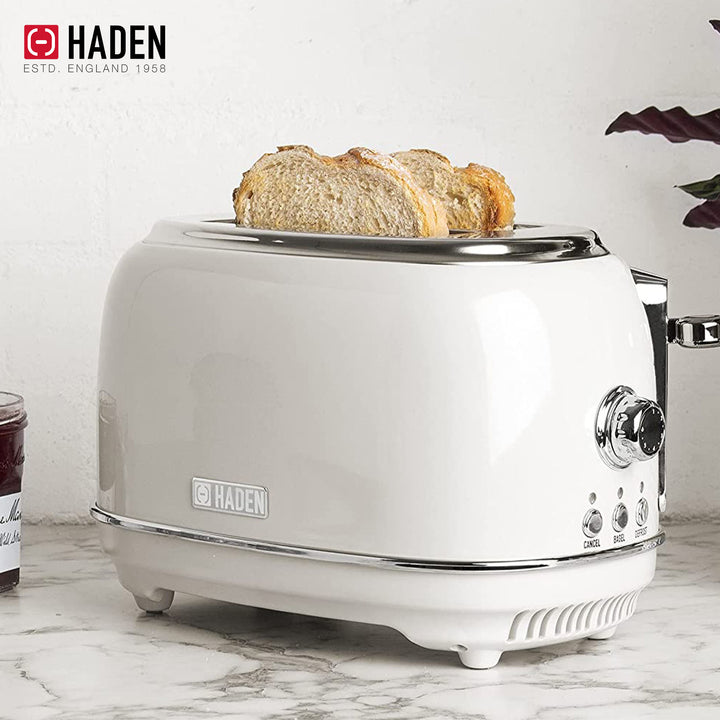 Haden Heritage 1.7 L Stainless Steel Electric Kettle with 2 Slice Toaster, White