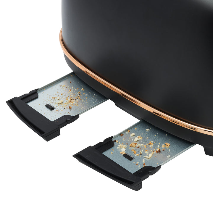 Haden Heritage 4 Slice Wide Slot Toaster & Electric Kettle, Black & Copper