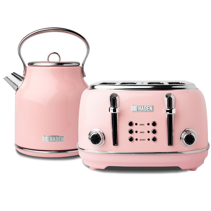 Haden Heritage Electric Water Kettle & 4 Slice Wide Slot Toaster, English Rose