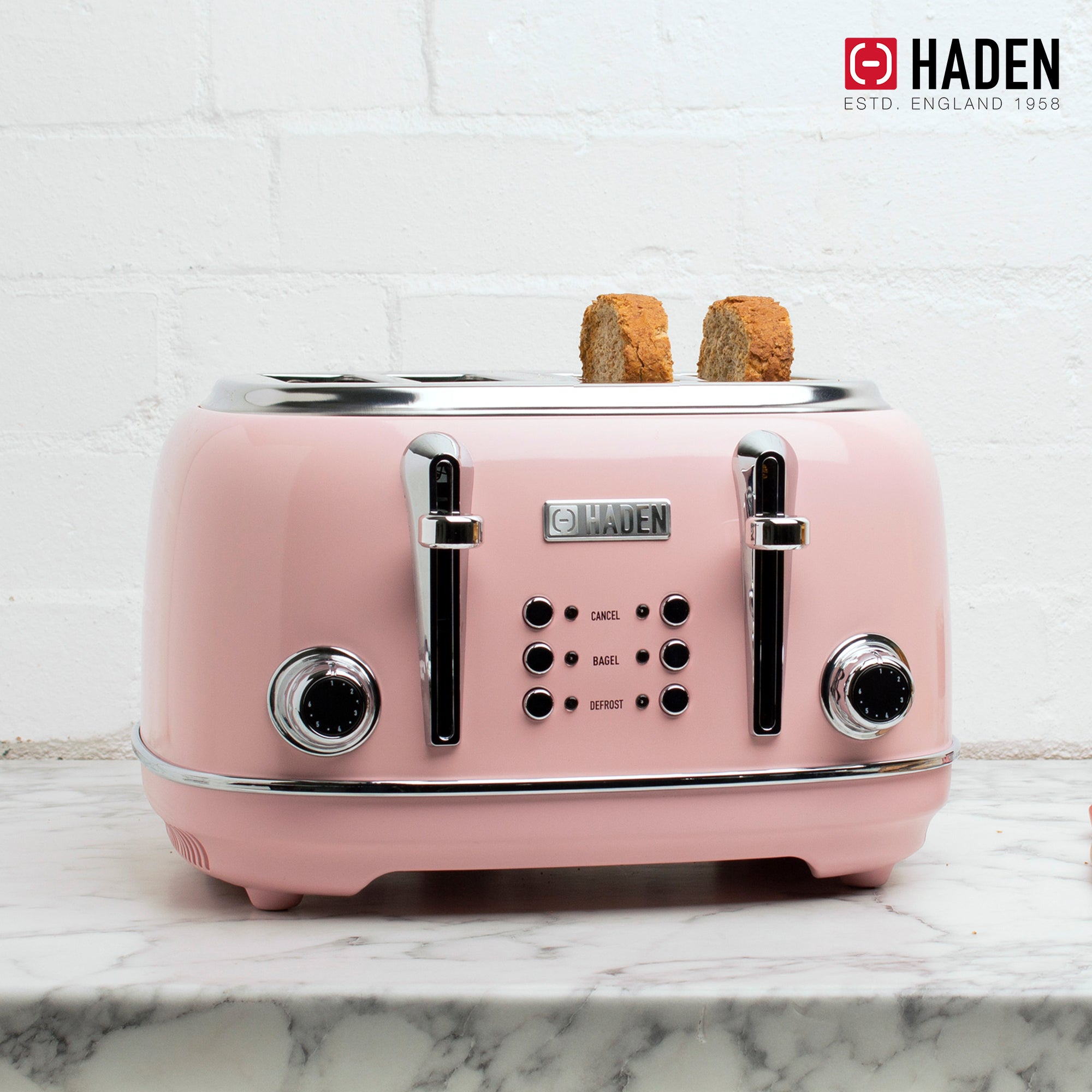 Haden Heritage Electric Water Kettle & 4 Slice Wide Slot Toaster, English Rose - VMInnovations