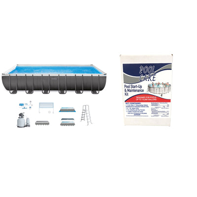 Intex Ultra Frame 24ft x 12ft x 4.3ft Swimming Pool Set & Pump, Cleaning Kit