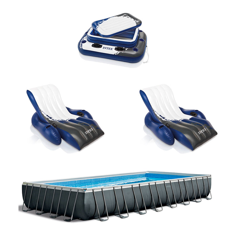 Intex 24ft x 12ft x 52in Ultra XTR Rectangular Pool, Floats (2 Pack), & Cooler