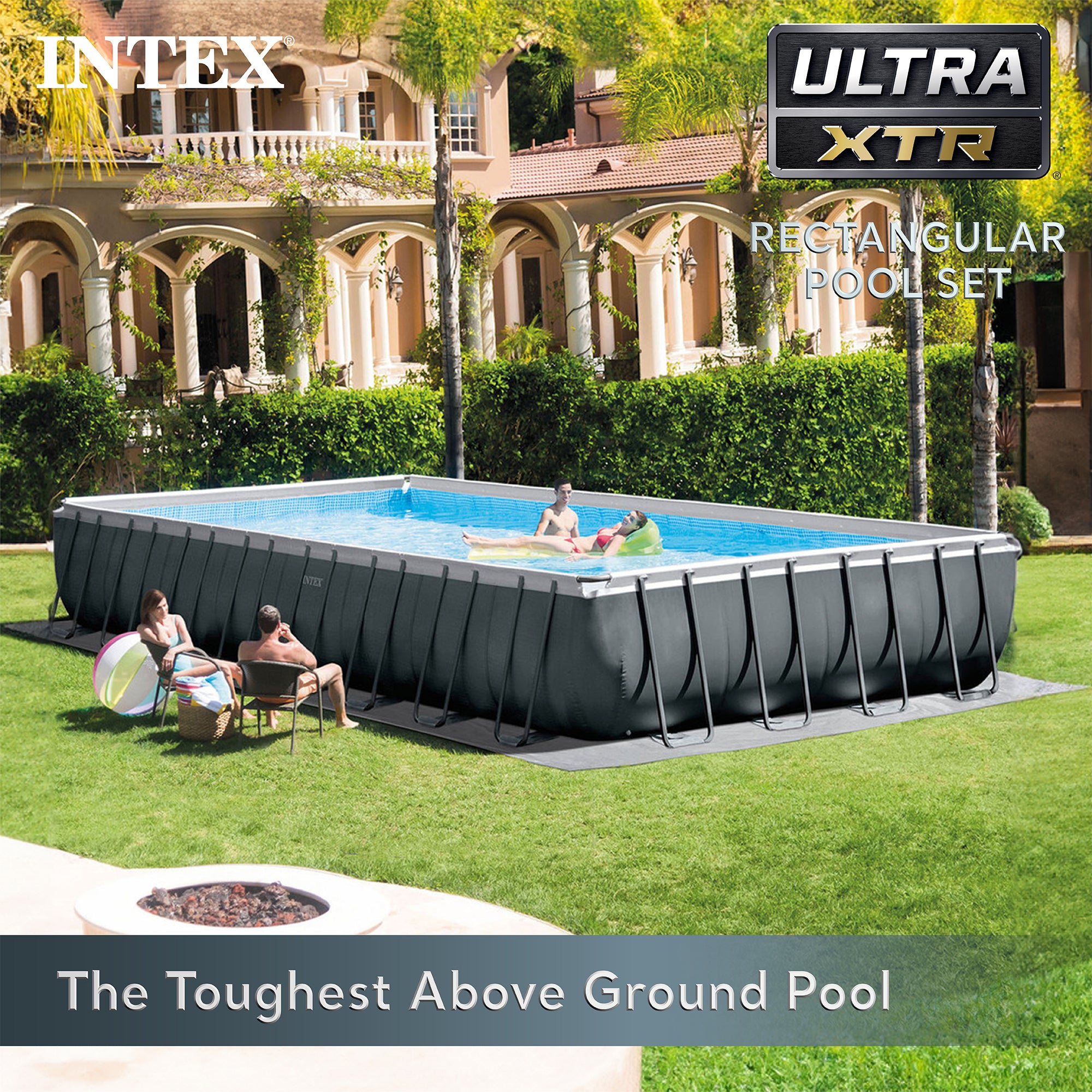 Intex 32'x16'x52" Ultra XTR Swimming Pool Set with 3 Inflatable Recliner Floats