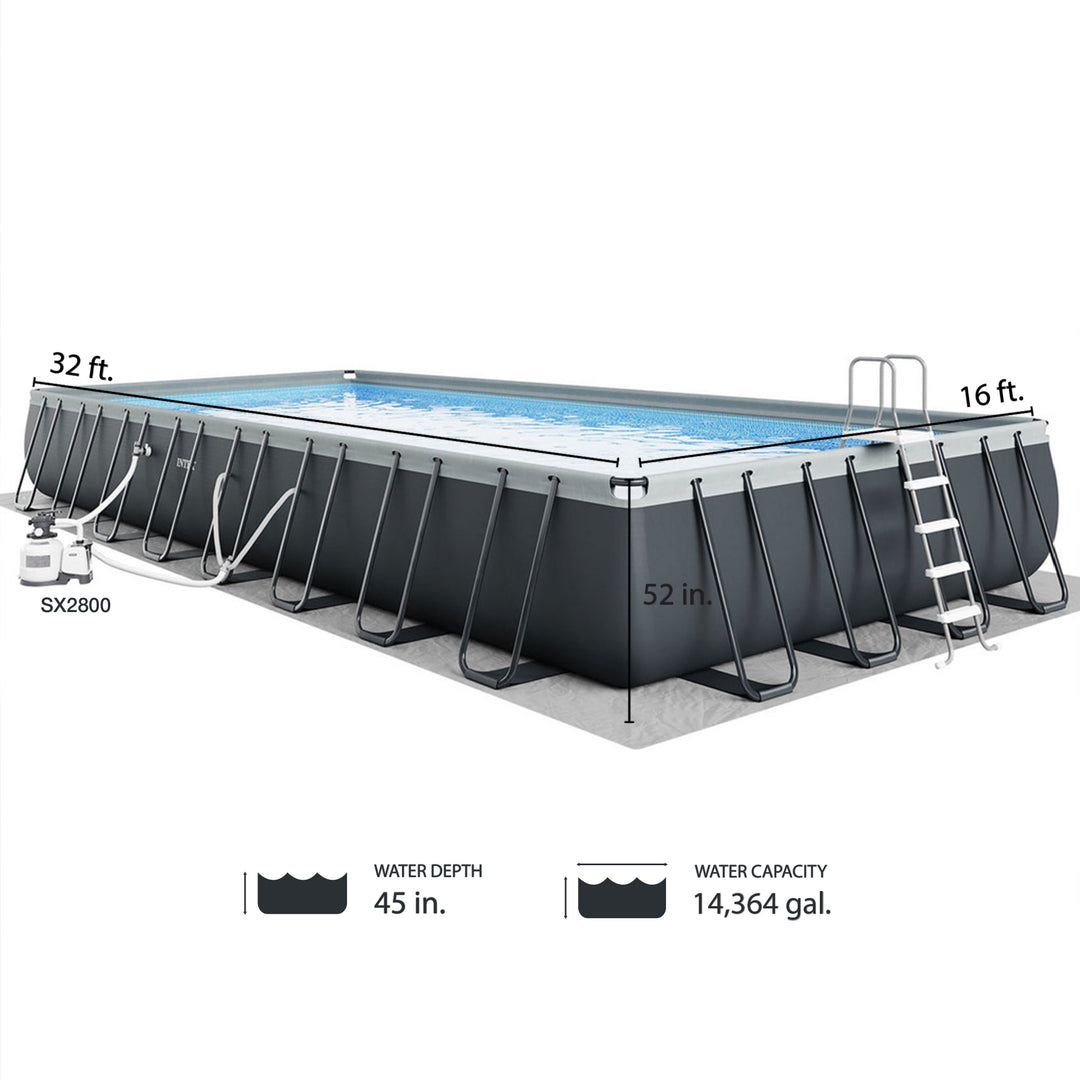 Intex 32' x 16' x 52" Rectangular Ultra XTR Frame Above Ground Swimming Pool Set