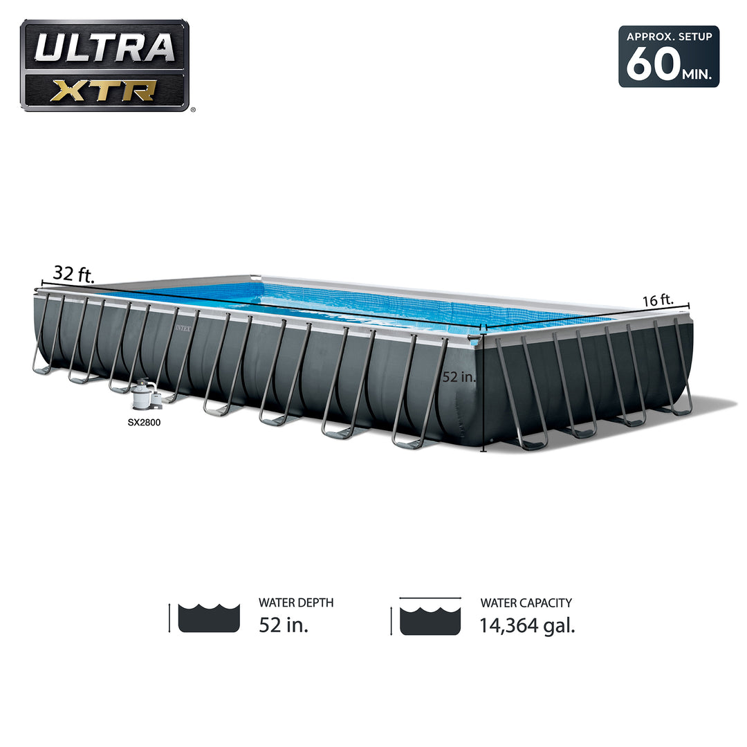 Intex 32' x 16' x 52" Ultra XTR Rectangular Above Ground Pool, Gray (Open Box)