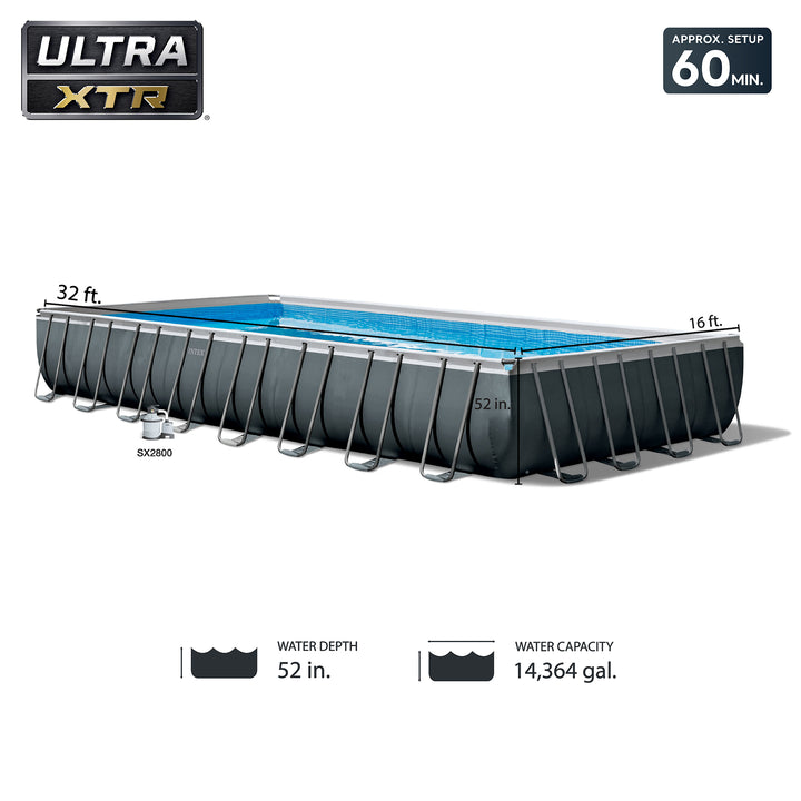 Intex 32' x 16' x 52" Ultra XTR Rectangular Above Ground Pool, Gray (Open Box)