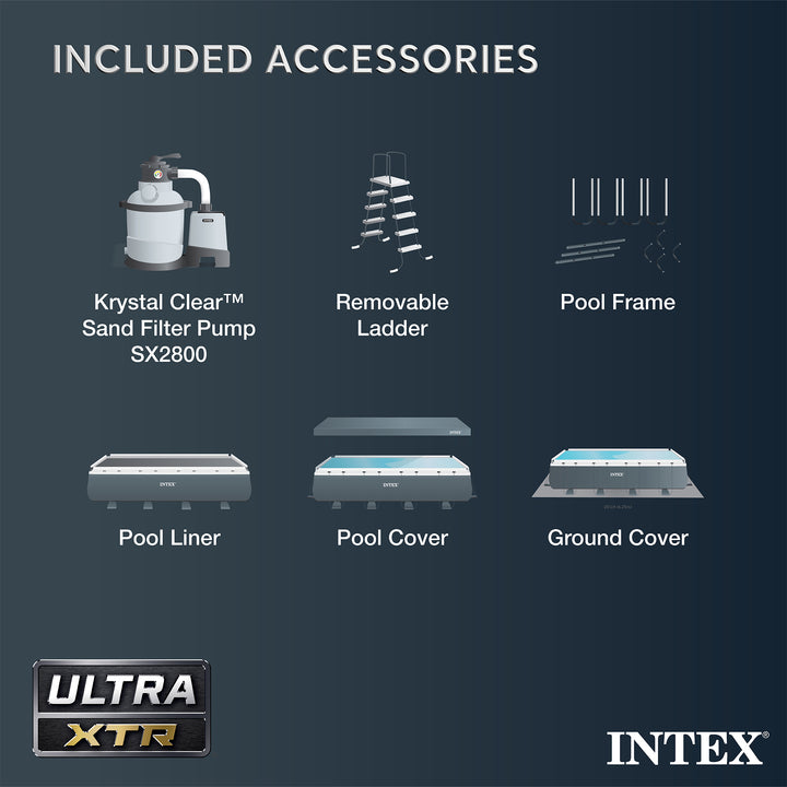 Intex 32' x 16' x 52" Ultra XTR Rectangular Above Ground Pool, Gray (Open Box)