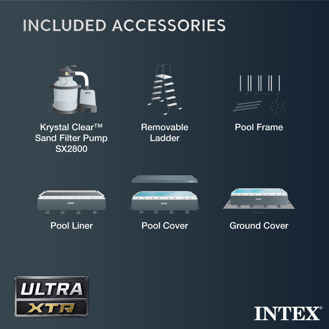Intex 32' x 16' x 52" Ultra XTR Rectangular Above Ground Pool, Gray (Open Box)