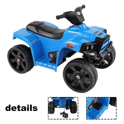 TOBBI 6V Kids Electric/Battery Ride On 4 Wheel ATV Quad Vehicle, Blue(For Parts)