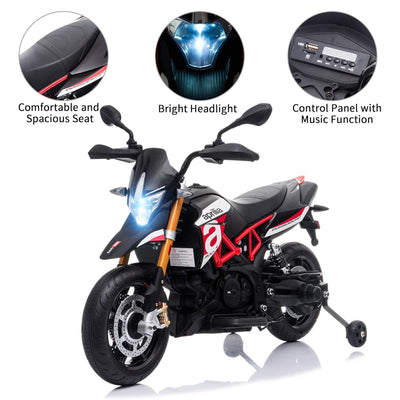 TOBBI Battery Powered Ride On Aprilia Motorcycle for Ages 3+, Black (For Parts) - VMInnovations