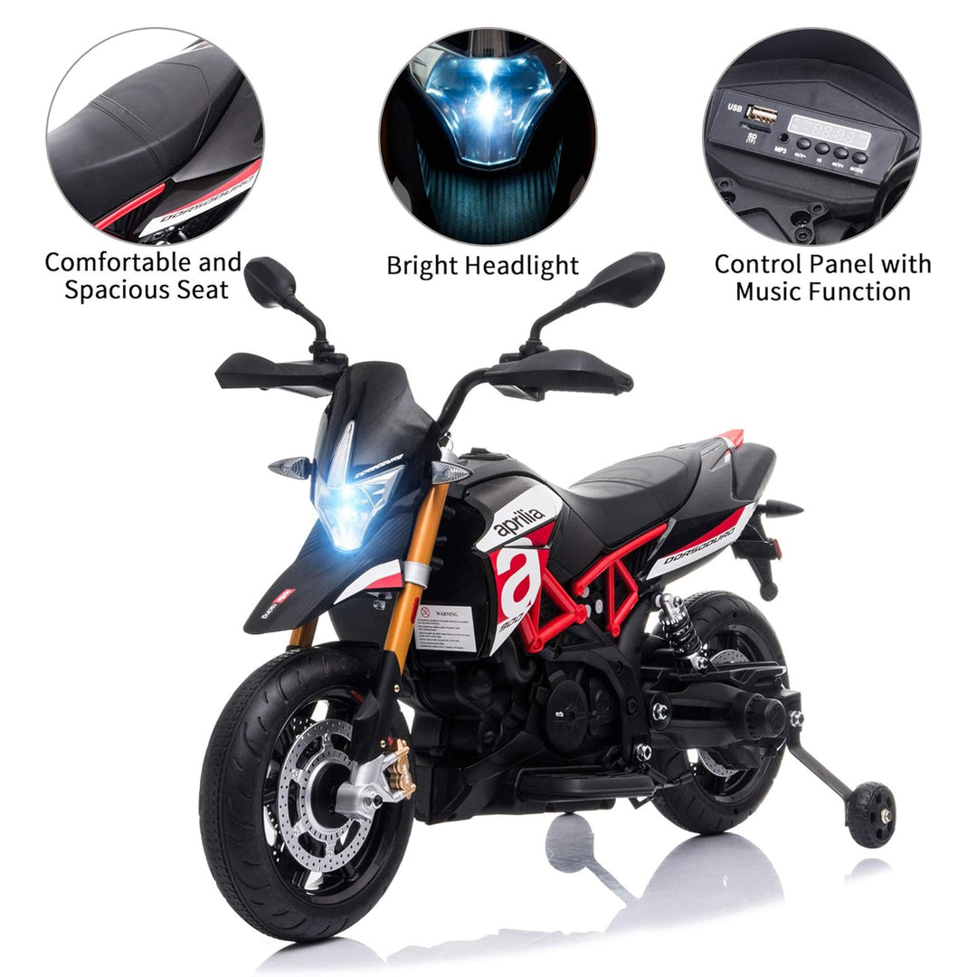 TOBBI Battery Powered Ride On Aprilia Motorcycle for Ages 3 Years and Up, Red - VMInnovations