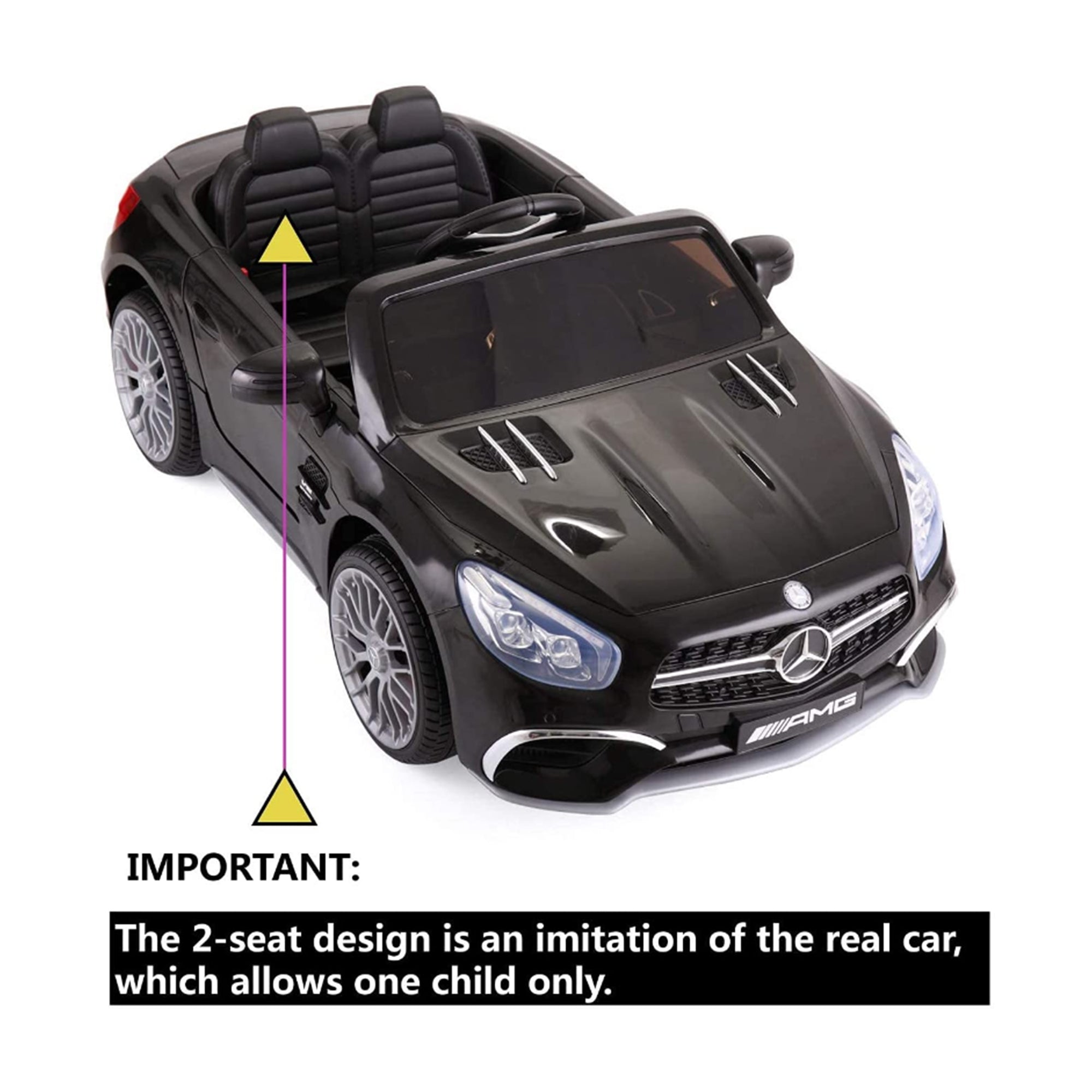 TOBBI Kids Rechargeable Battery Ride On Mercedes Benz w/Remote, Black (Open Box) - VMInnovations
