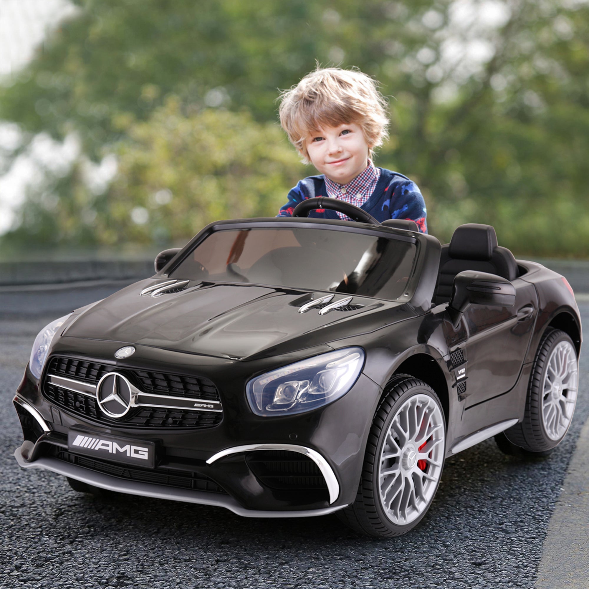 TOBBI Kids Rechargeable Battery Ride On Mercedes Benz w/Remote, Black (Open Box) - VMInnovations