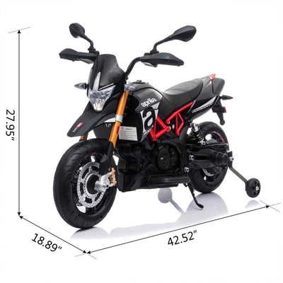 TOBBI Battery Powered Ride On Aprilia Motorcycle, Black (For Parts)