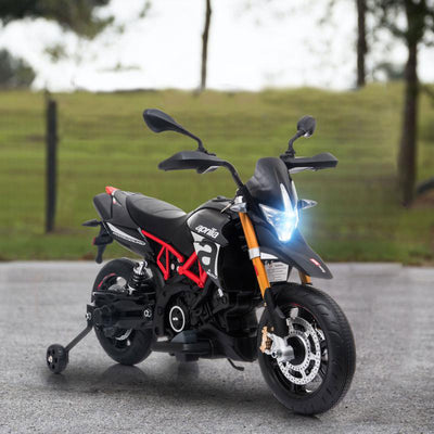 TOBBI Battery Powered Ride On Aprilia Motorcycle for Ages 3 Years and Up, Black