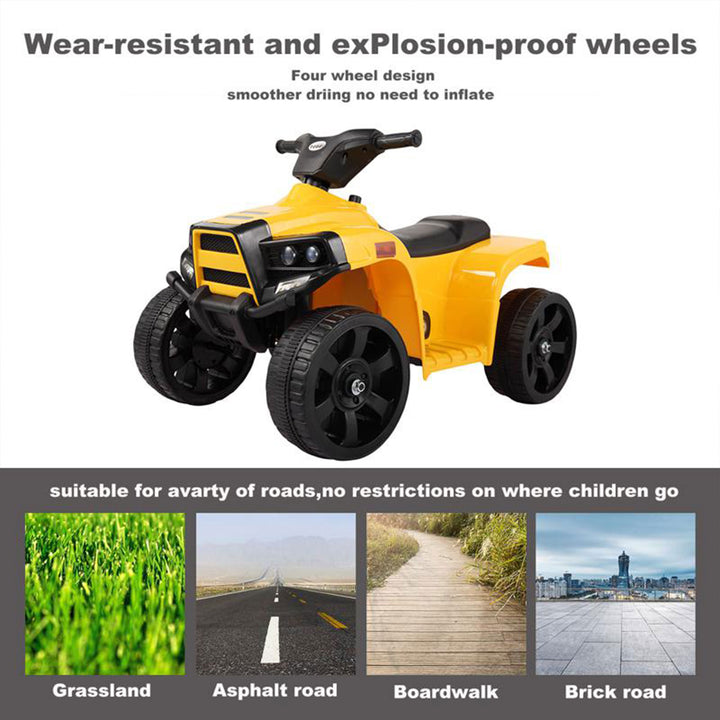 TOBBI 6V Kids Electric Battery Powered Ride On 4 Wheel ATV Quad Vehicle, Yellow