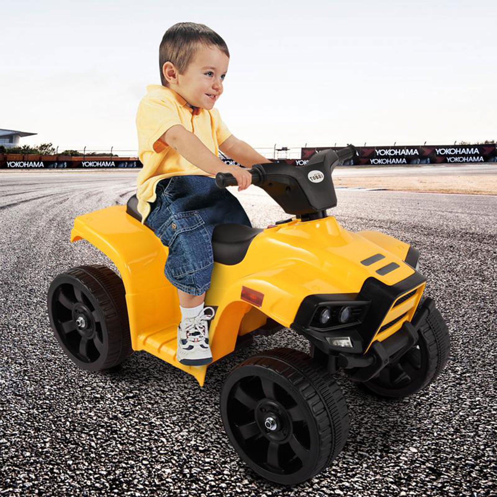 TOBBI 6V Kids Battery Powered Ride On 4 Wheel ATV Quad Vehicle Yellow (Open Box) - VMInnovations