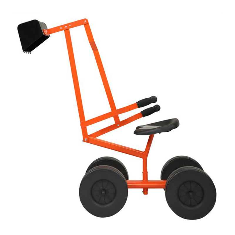 TOBBI Outdoor Steel Sand Digger Ride On Construction Sandbox Scooper Toy, Orange