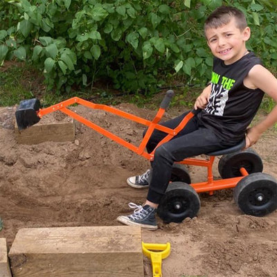 TOBBI Outdoor Steel Sand Digger Ride On Construction Sandbox Scooper Toy, Orange