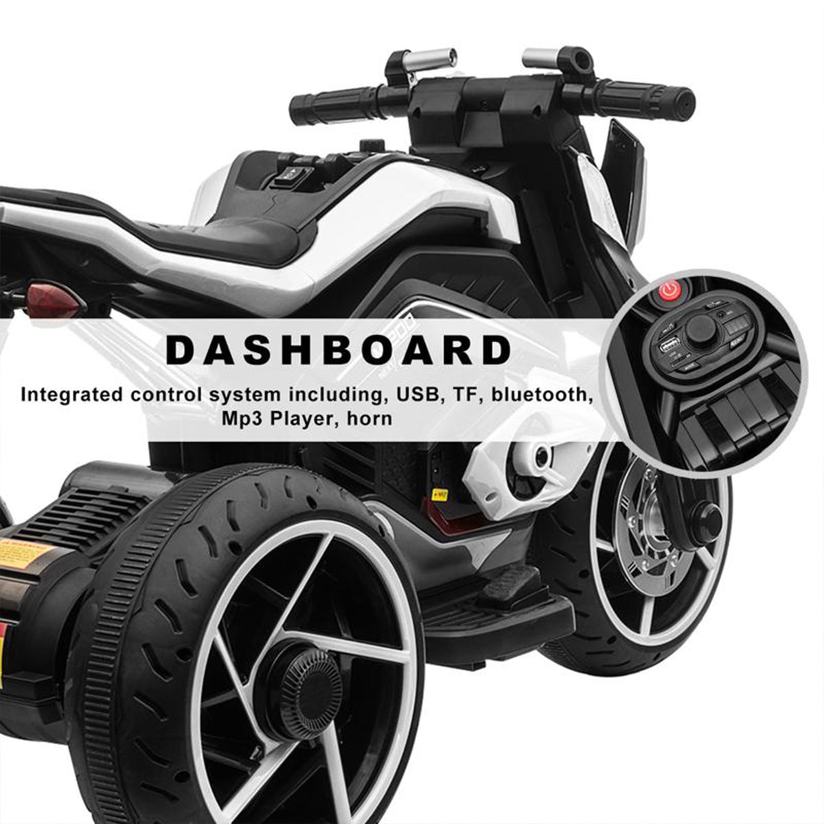 TOBBI 12V Battery Powered 3 Wheeled Ride On Motorcycle for Ages 3+, Black (Used)