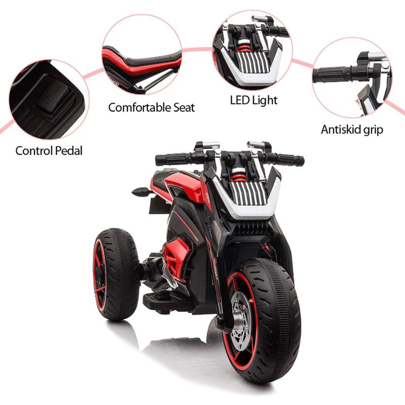 TOBBI 12 Volt Battery Powered 3 Wheeled Ride On Motorcycle, Red (Used)