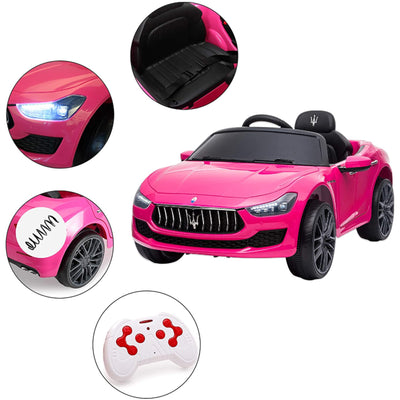 TOBBI Kids Rechargeable Battery Ride On Toy Maserati Car w/Remote Control, Pink