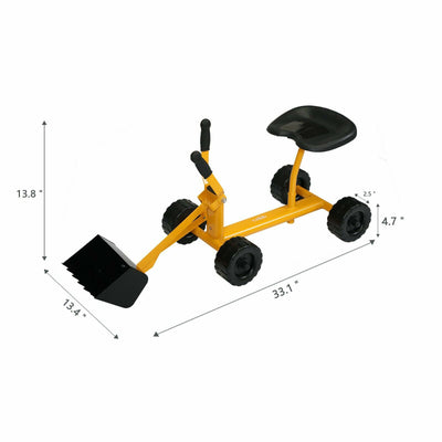 TOBBI Steel Sand Digger Ride On Construction Sandbox Scooper, Yellow (Open Box)