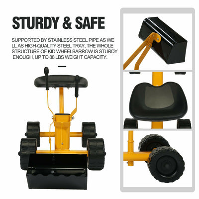 TOBBI Steel Sand Digger Ride On Construction Sandbox Scooper, Yellow (Open Box)