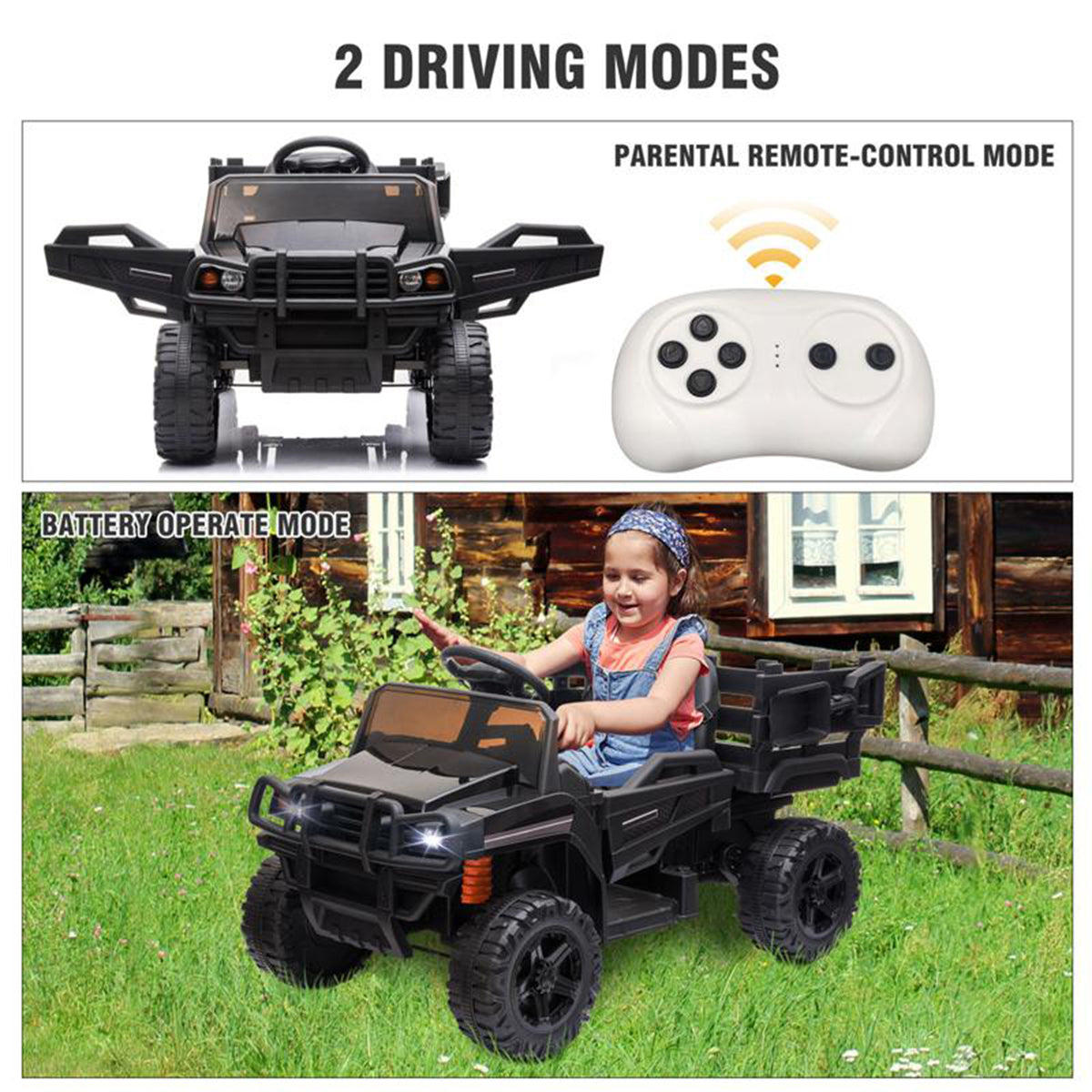 TOBBI 12V Kids Rechargeable Battery Ride On Tractor w/Remote Control, (Open Box)