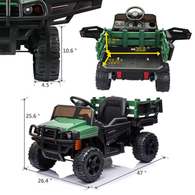 TOBBI Kids Battery Ride On Toy Tractor w/Remote Control, Army Green (Open Box)