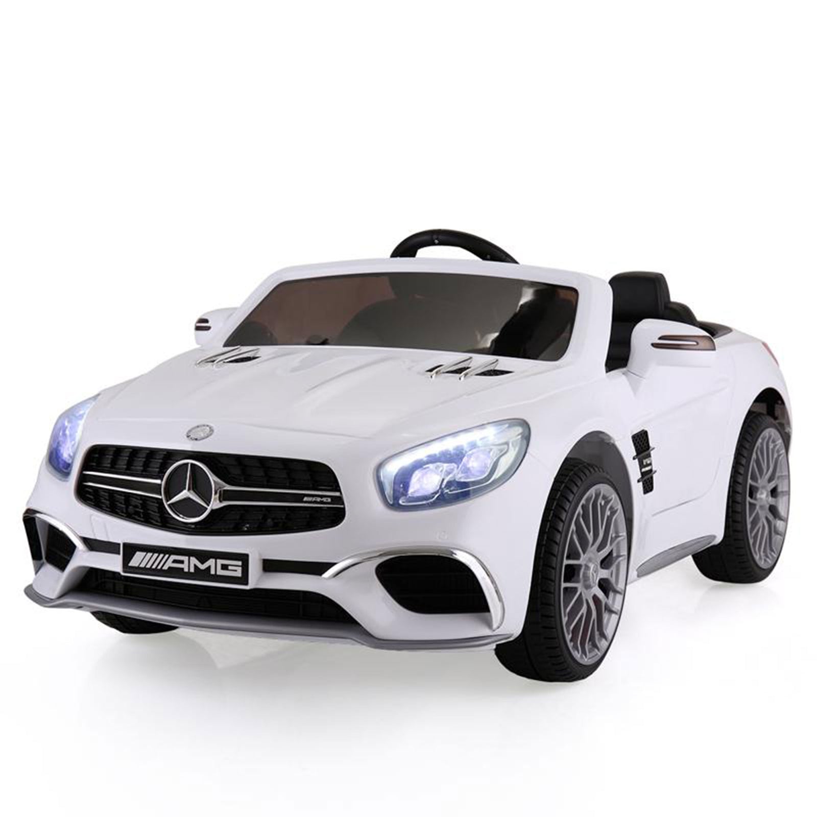 TOBBI Kids Rechargeable Battery Ride On Toy Mercedes Benz Car w/ Remote, White - VMInnovations