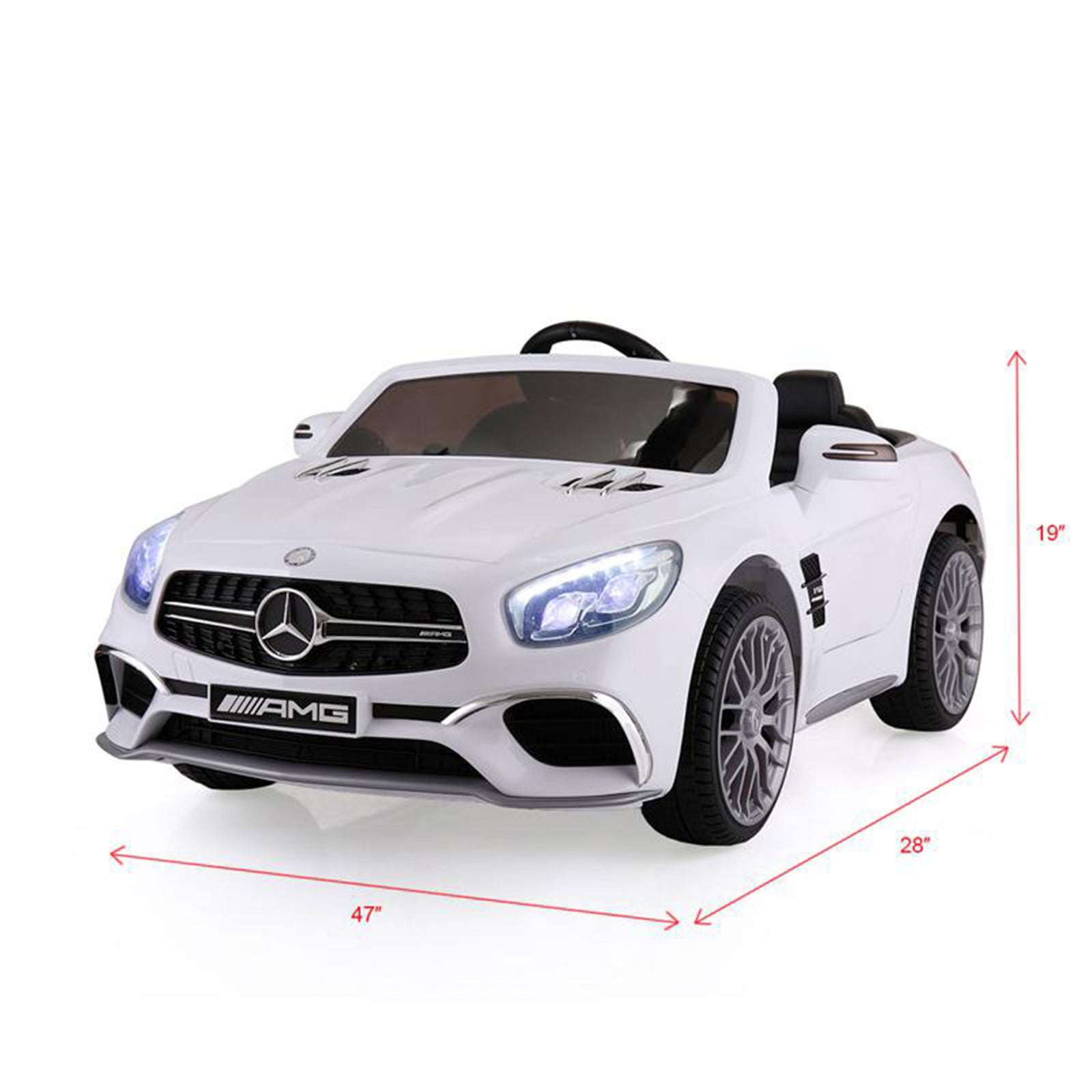 TOBBI Kids Rechargeable Battery Ride On Toy Mercedes Benz Car w/ Remote, White - VMInnovations