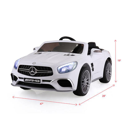 TOBBI Kids Battery Ride On Toy Mercedes Benz Car w/ Remote, White (Open Box) - VMInnovations