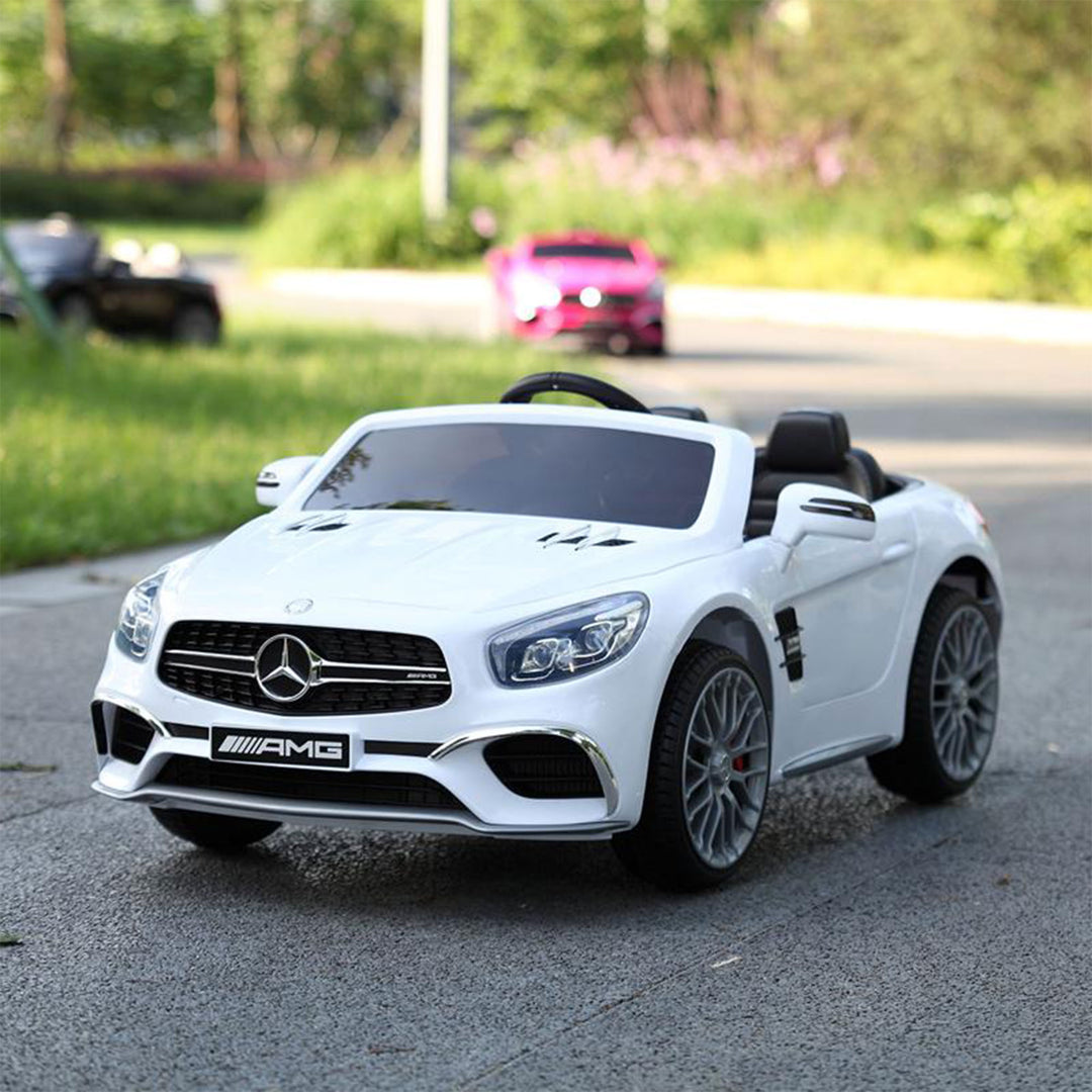 TOBBI Kids Rechargeable Battery Ride On Toy Mercedes Benz Car w/ Remote, White