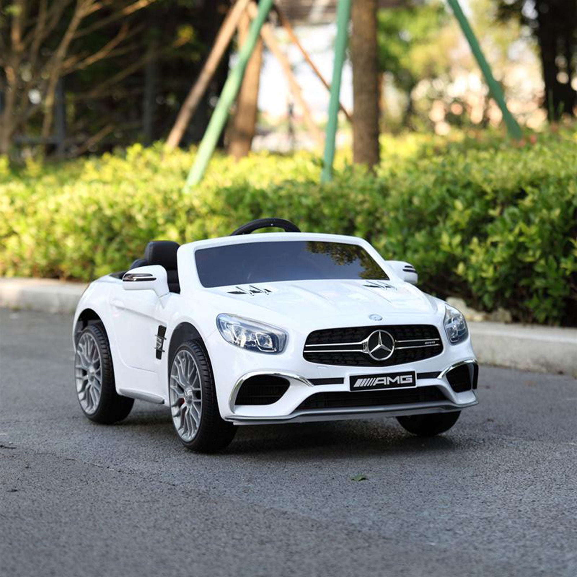 TOBBI Kids Battery Ride On Toy Mercedes Benz Car w/ Remote, White (Open Box) - VMInnovations