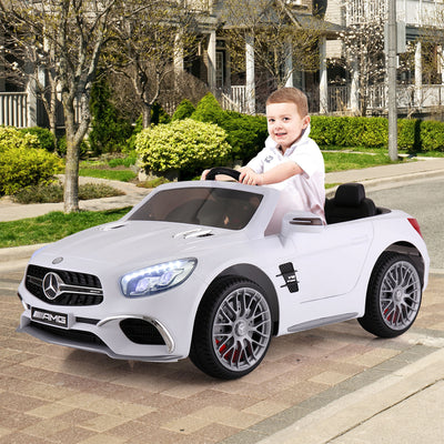 TOBBI Kids Battery Ride On Toy Mercedes Benz Car w/ Remote, White (Open Box) - VMInnovations