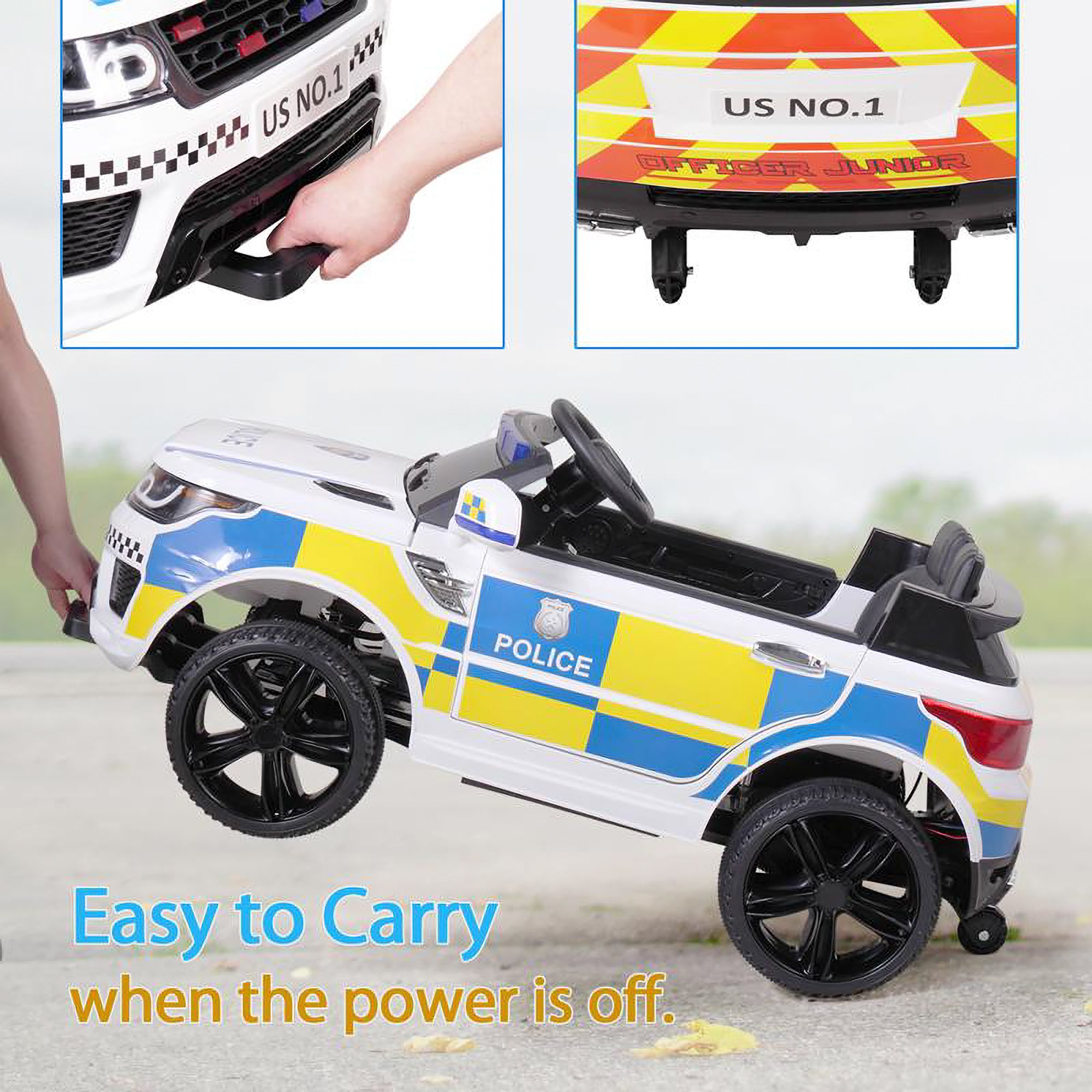 TOBBI 12 Volt Battery Powered Ride On 3 Speed Police SUV for Ages 3 Years & Up - VMInnovations