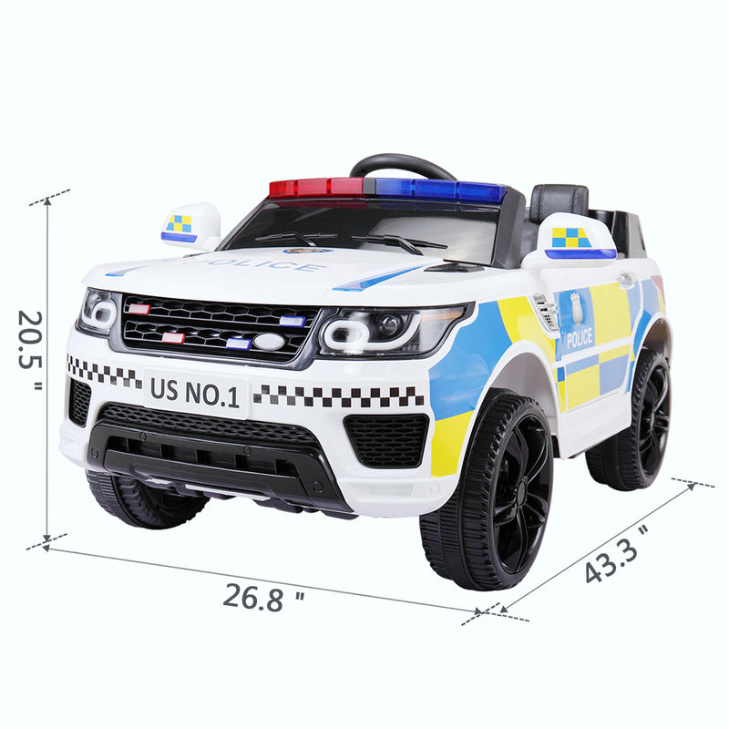 TOBBI 12 Volt Battery Powered Ride On 3 Speed Police SUV for Ages 3+ (For Parts)