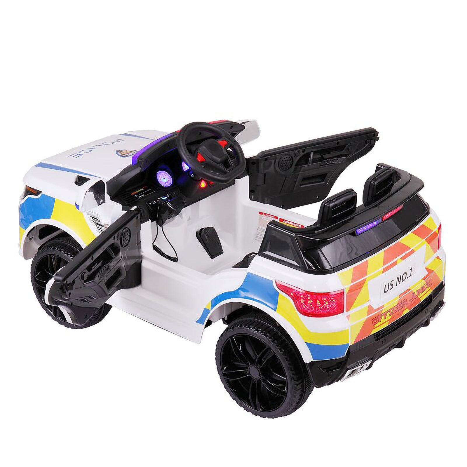 TOBBI 12 Volt Battery Powered Ride On 3 Speed Police SUV for Ages 3+ (Open Box) - VMInnovations